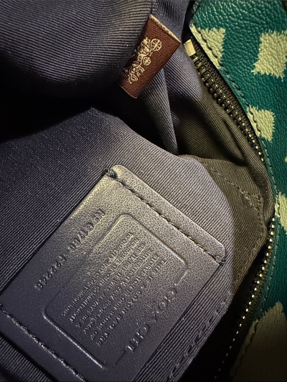 NWOT Coach Geometric Mini Tote Bag Zip-Top in Teal/White Wild Plaid - Picture 9 of 14